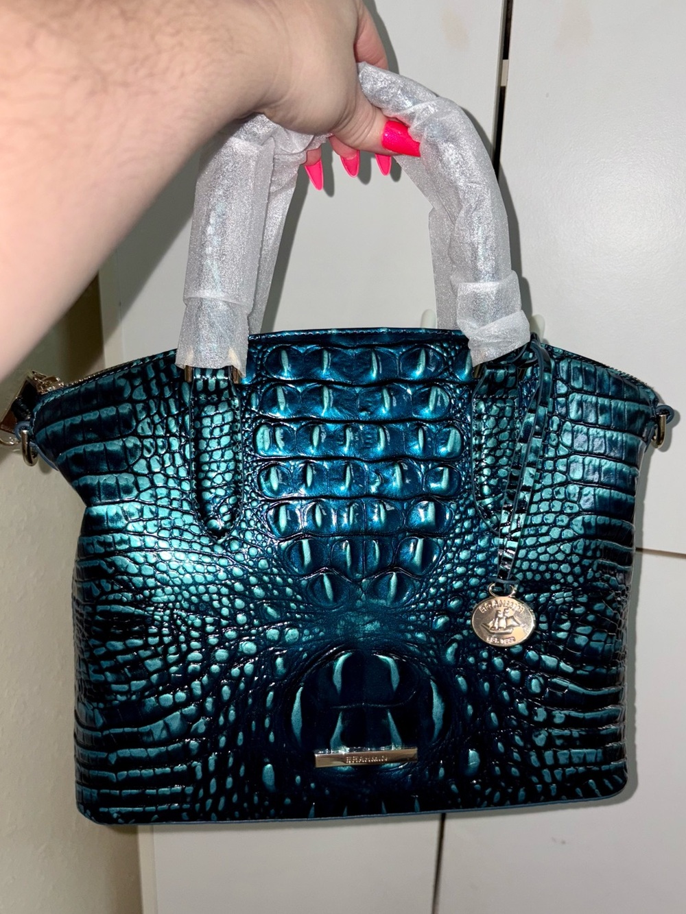 Brahmin NWT Duxbury - Blue Patina - Peacock/Teal - Jewel Tone - Two Eyes - Picture 8 of 16
